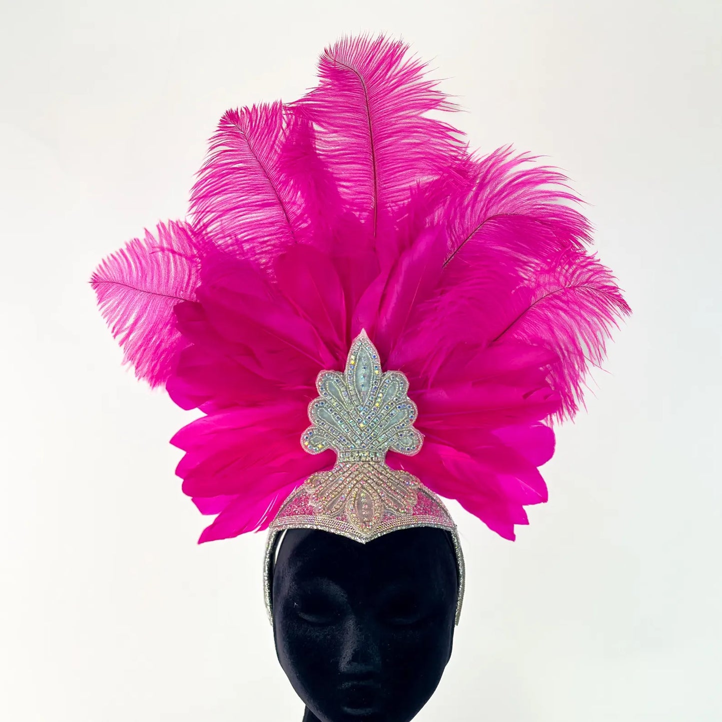 Ginger Shocking Pink Feather Showgirl Headpiece