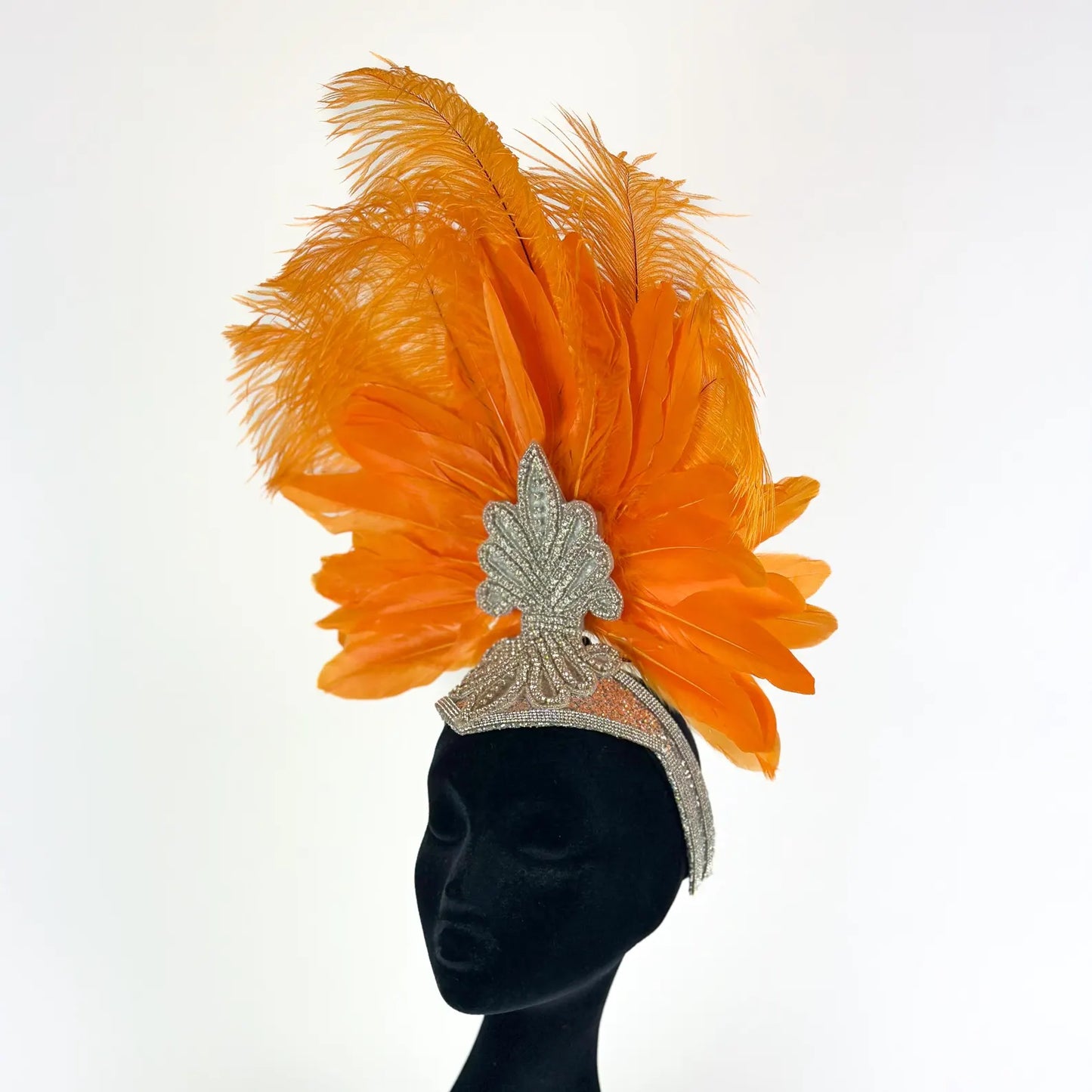 Ginger Showgirl Mango Feather Headpiece