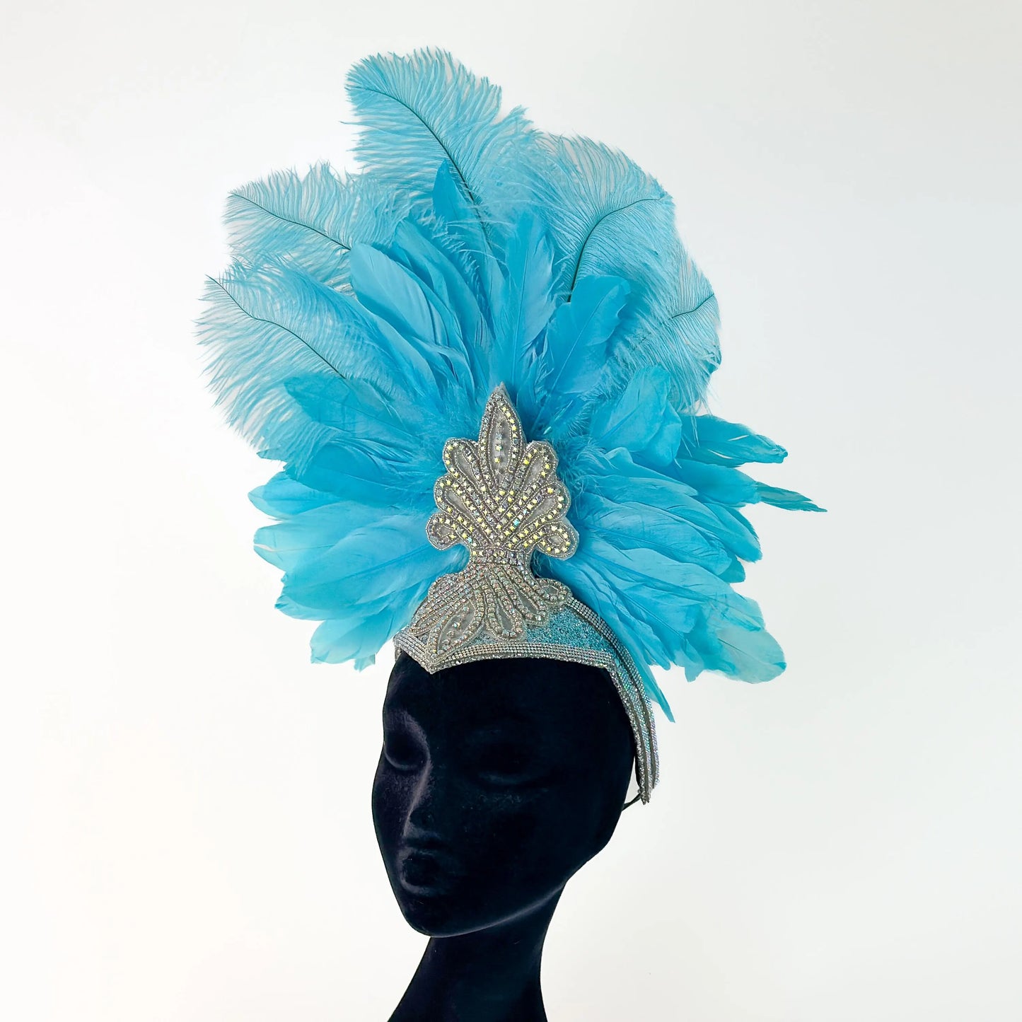 Ginger Light Turquoise Showgirl Feather Headpiece