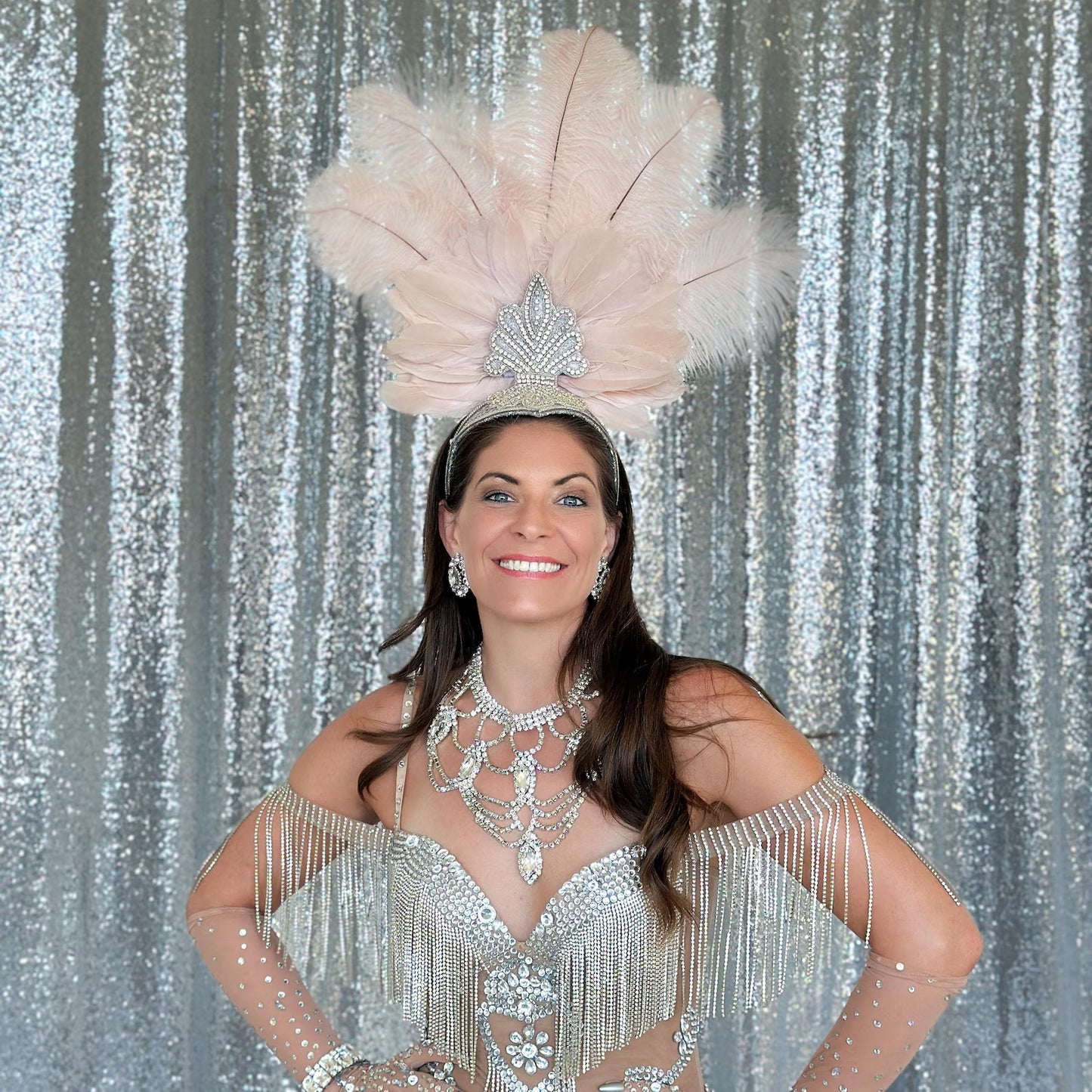 Ginger Champagne Showgirl Feather Headpiece