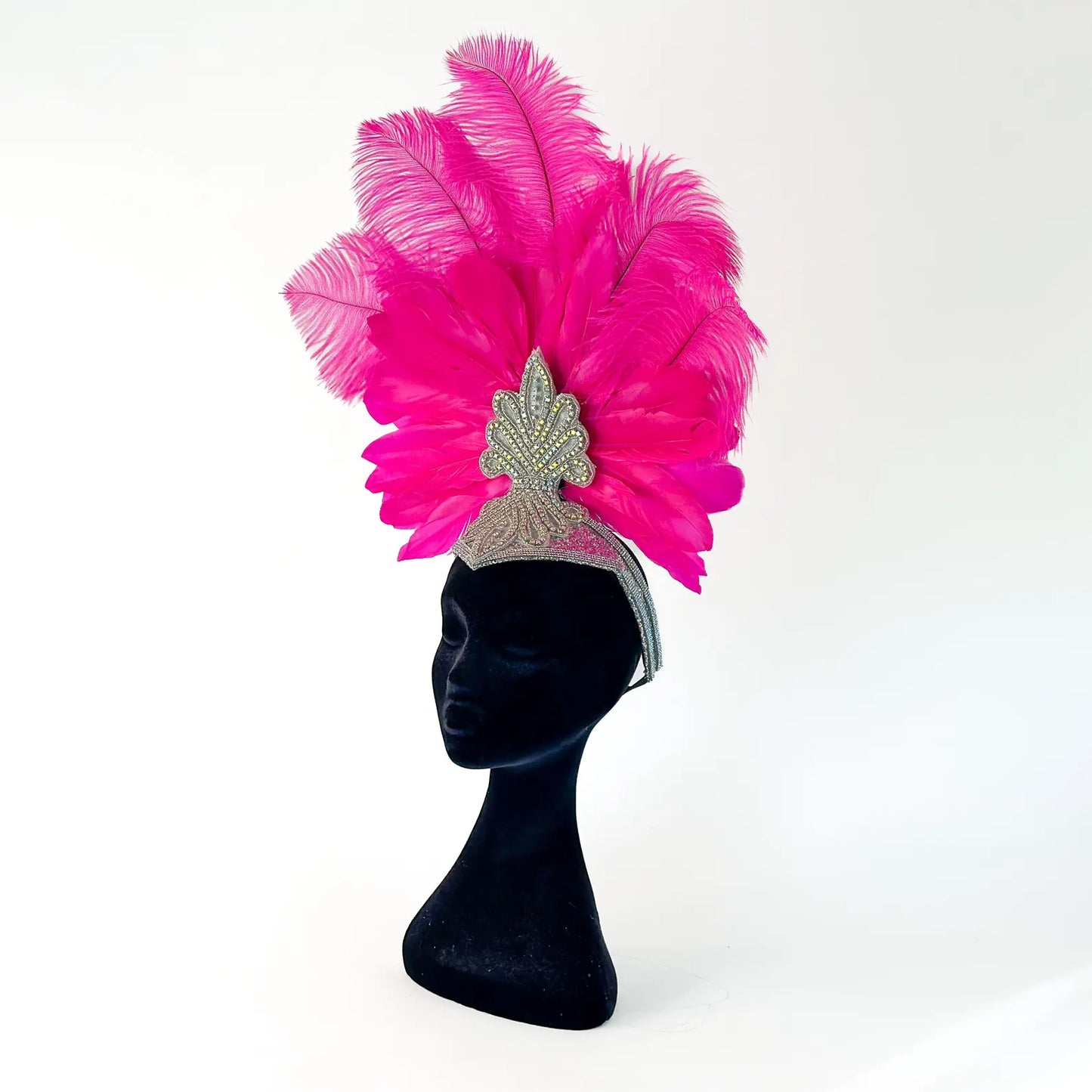 Ginger Shocking Pink Feather Showgirl Headpiece