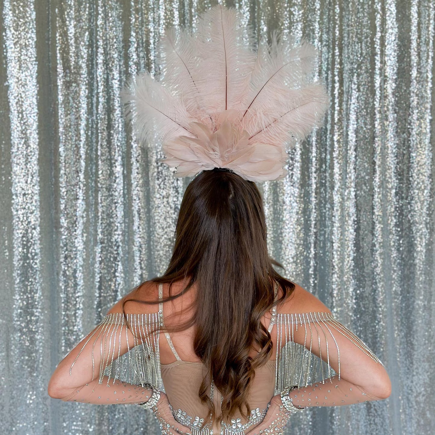 Ginger Champagne Showgirl Feather Headpiece