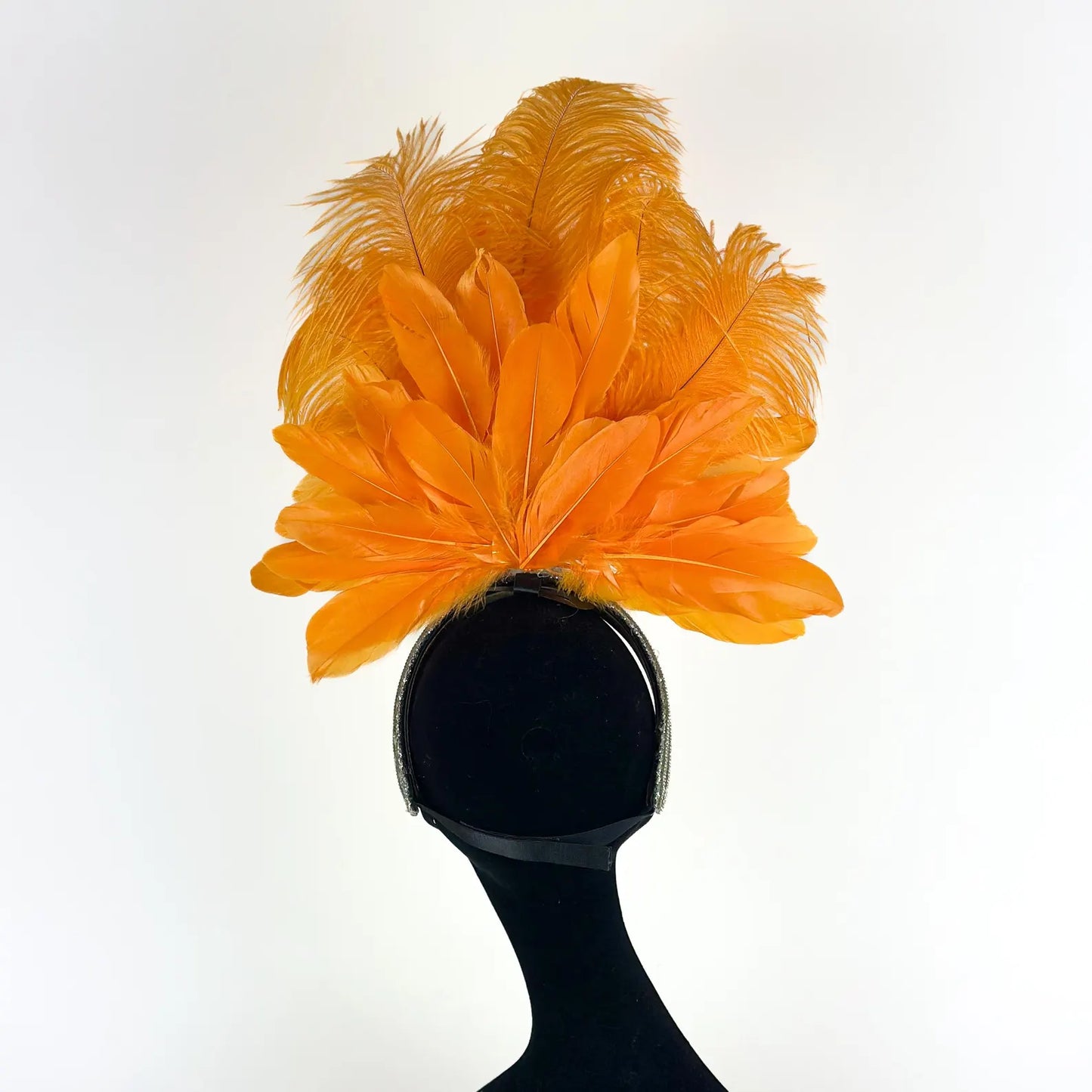 Ginger Showgirl Mango Feather Headpiece
