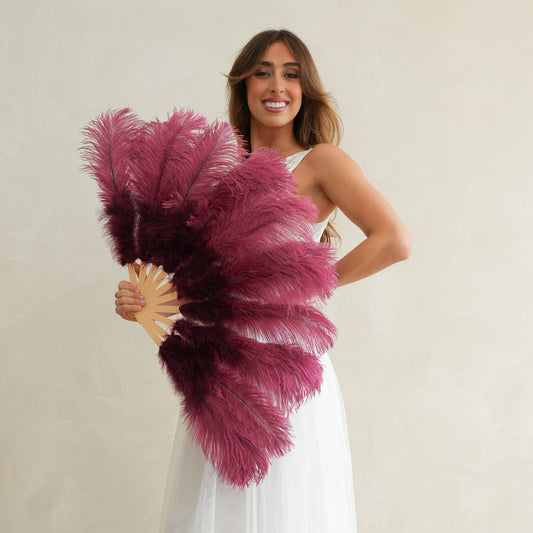 Burgundy Ostrich Fan with Marabou