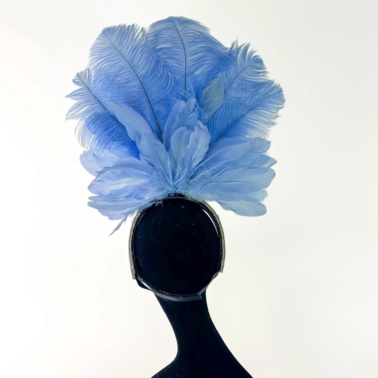 Ginger Sky Blue Showgirl Feather Headpiece