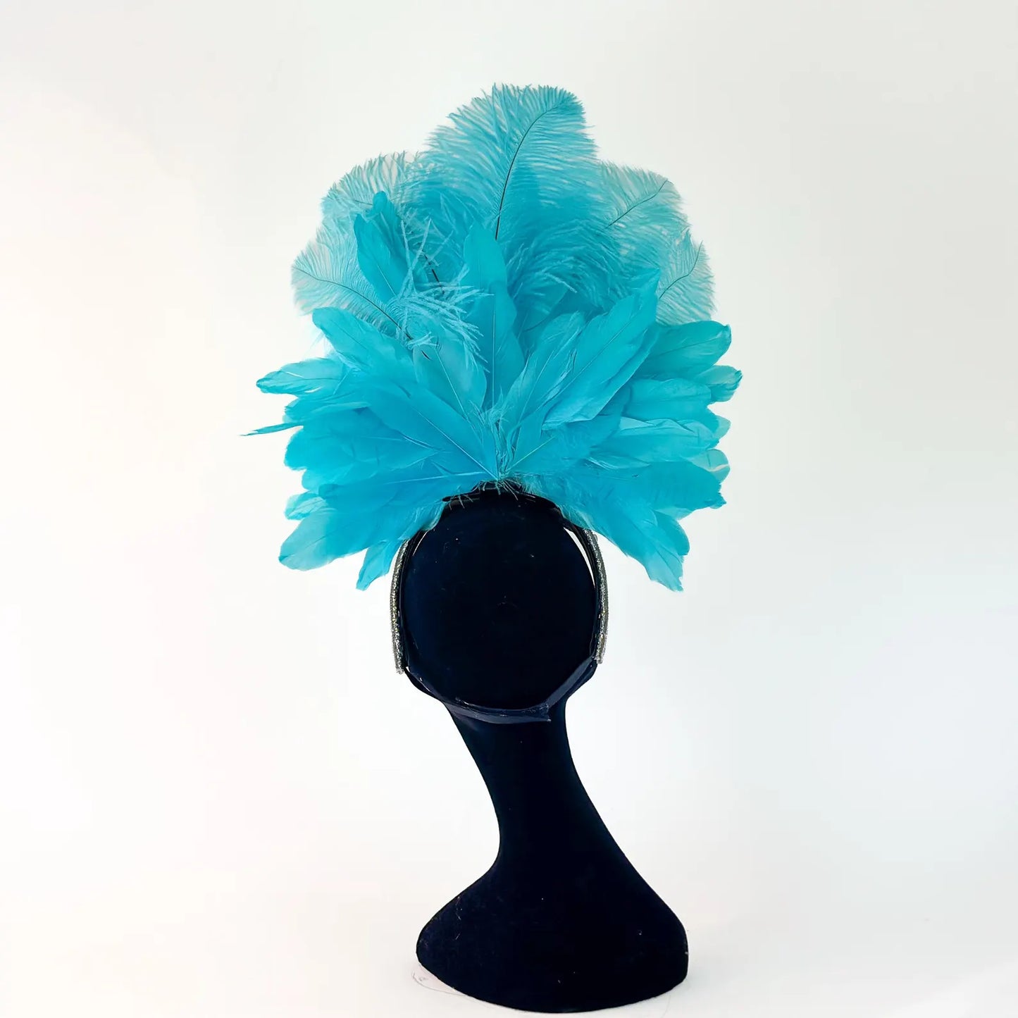 Ginger Light Turquoise Showgirl Feather Headpiece