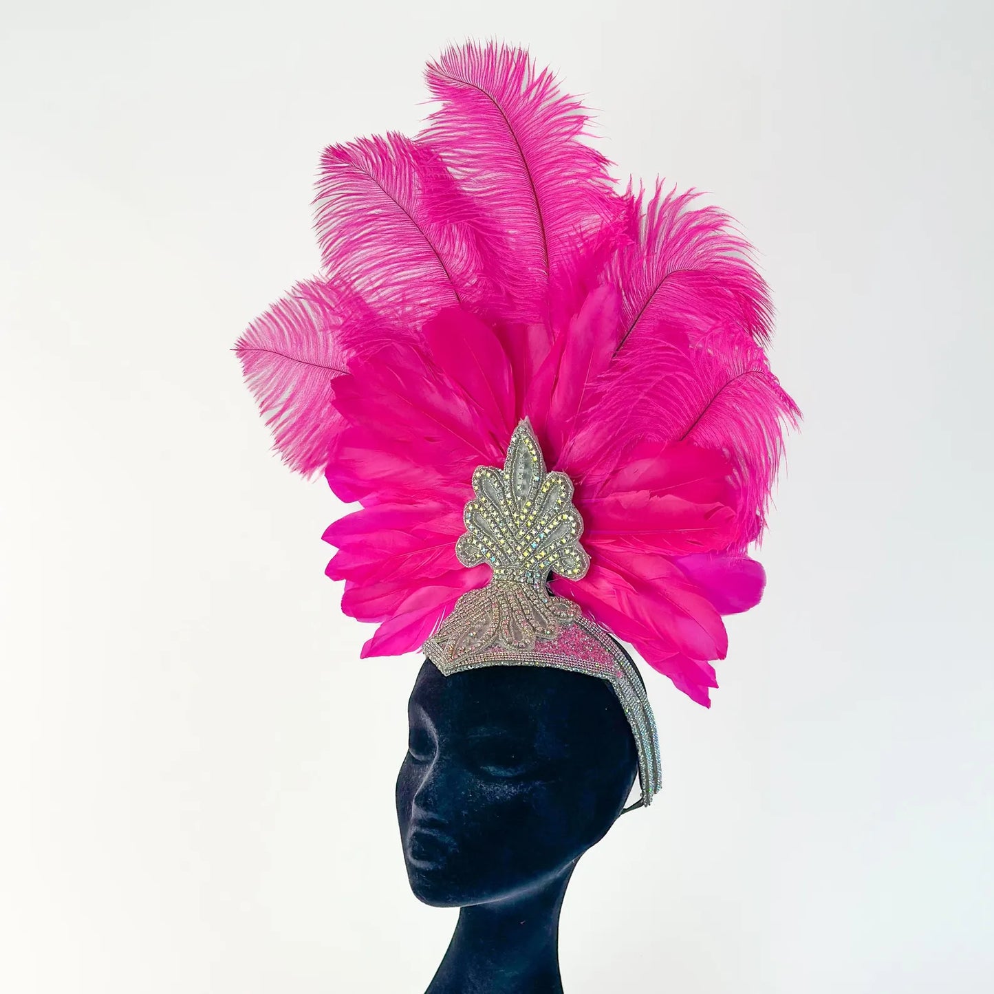 Ginger Shocking Pink Feather Showgirl Headpiece