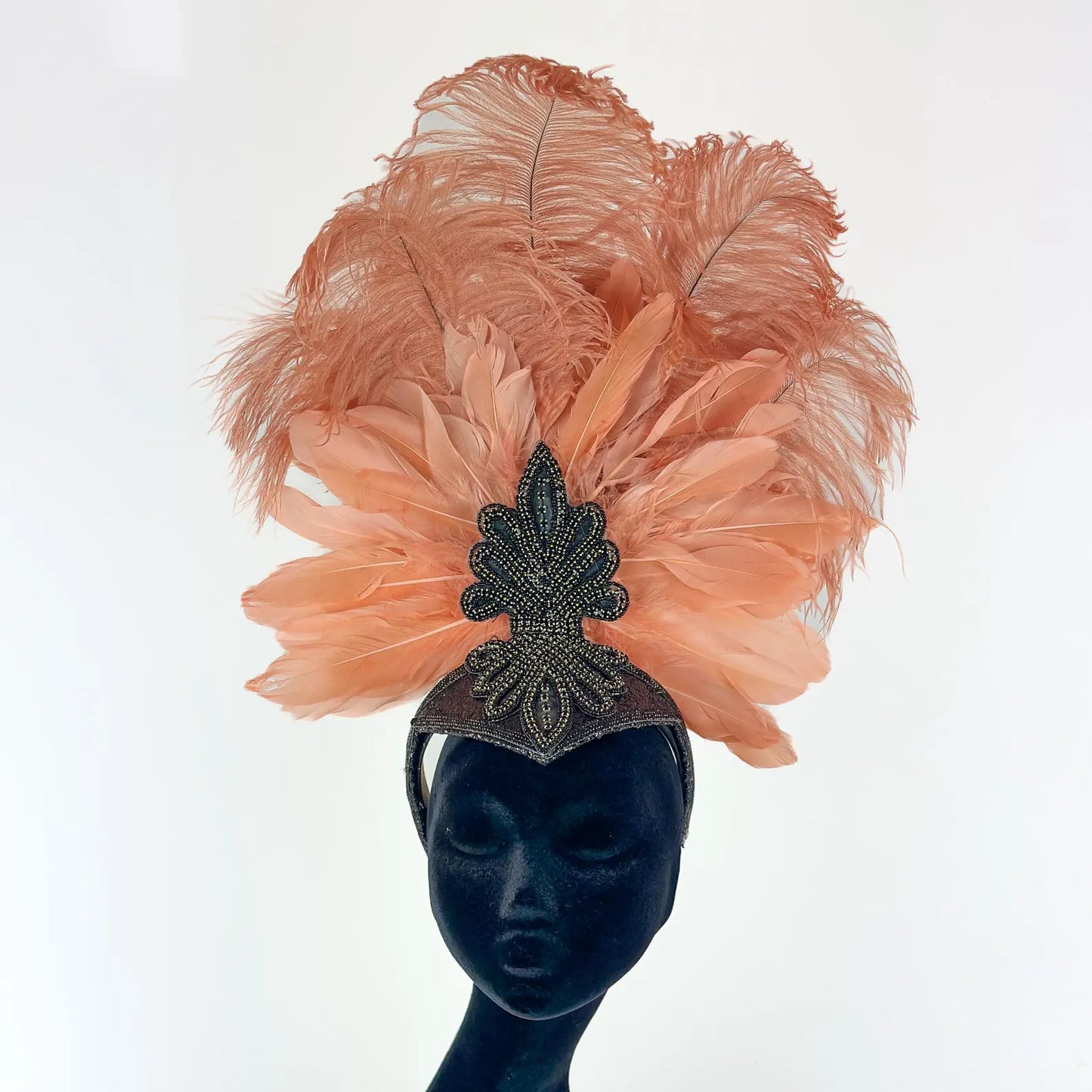 Ginger Cinnamon Feather Showgirl Headpiece