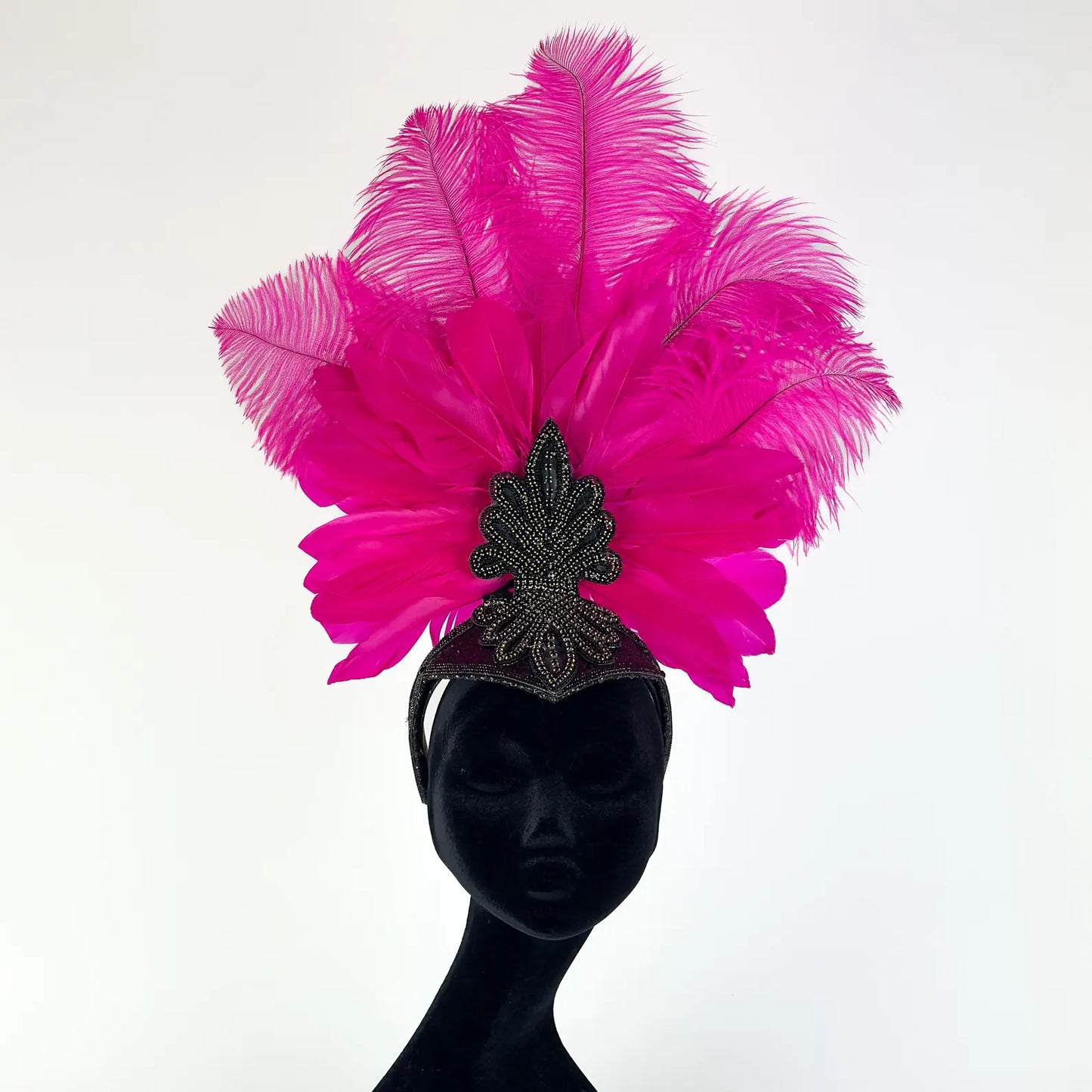 Ginger Shocking Pink Feather Showgirl Headpiece