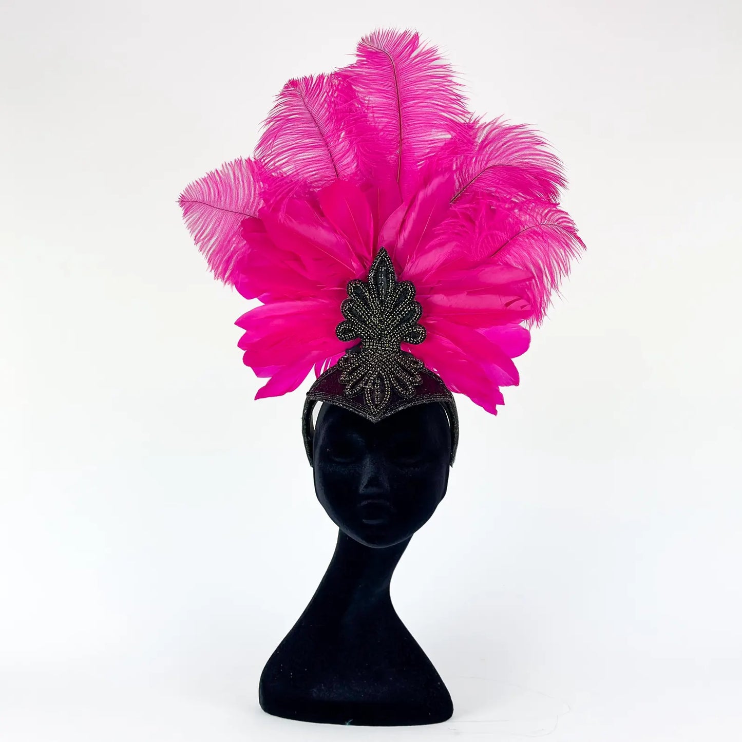 Ginger Shocking Pink Feather Showgirl Headpiece