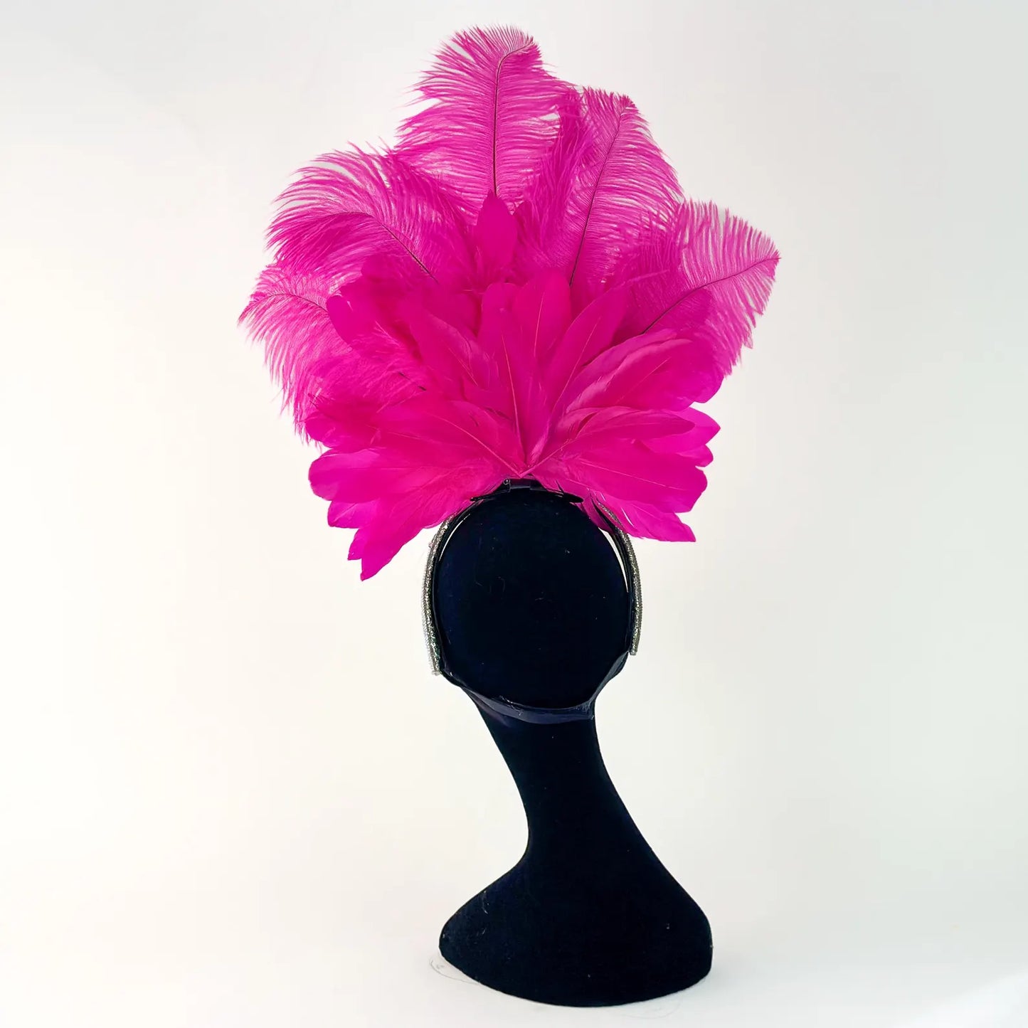 Ginger Shocking Pink Feather Showgirl Headpiece