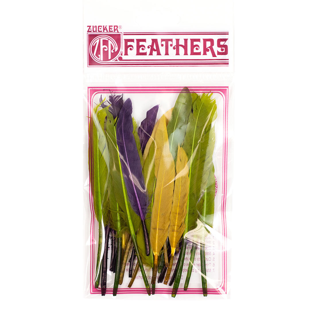 Indian Feathers | Loose Duck Cosse | Mardi Gras (Yellow/Green/Purple) - Feathers