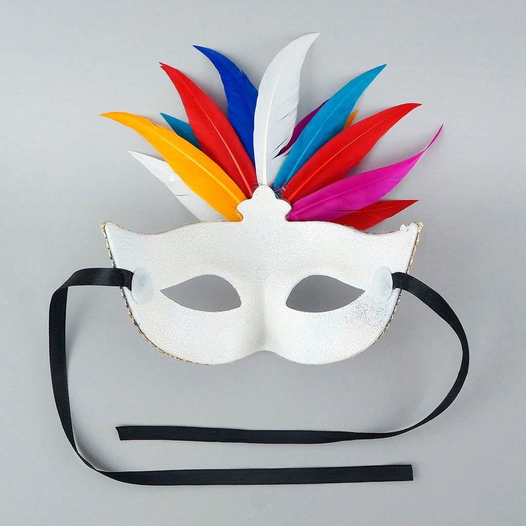 Jubilee Mask w/Goose Feathers - Asst - Feathers