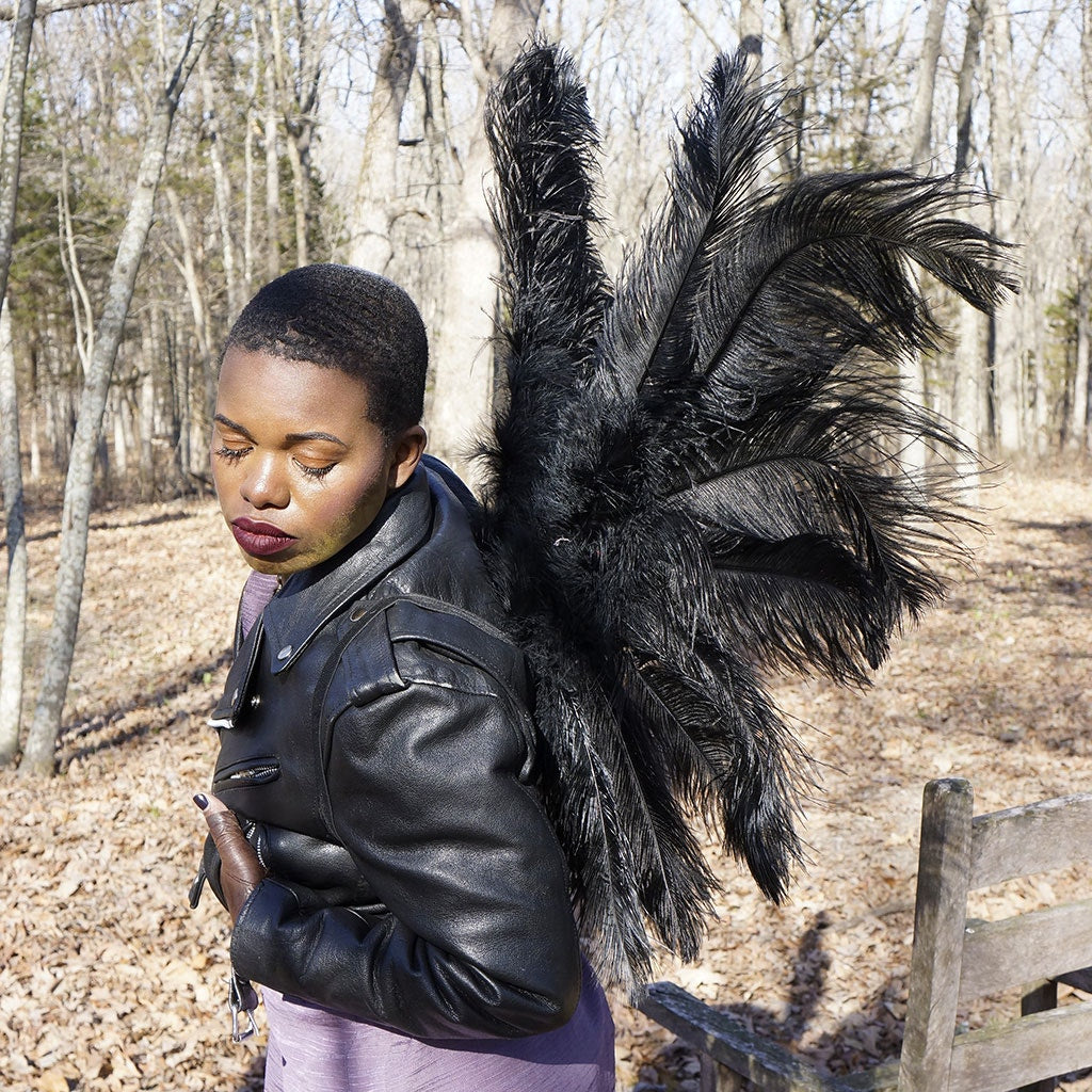 Large Adult Angel Fairy Butterfly Ostrich Feather Wings - Black - Feathers