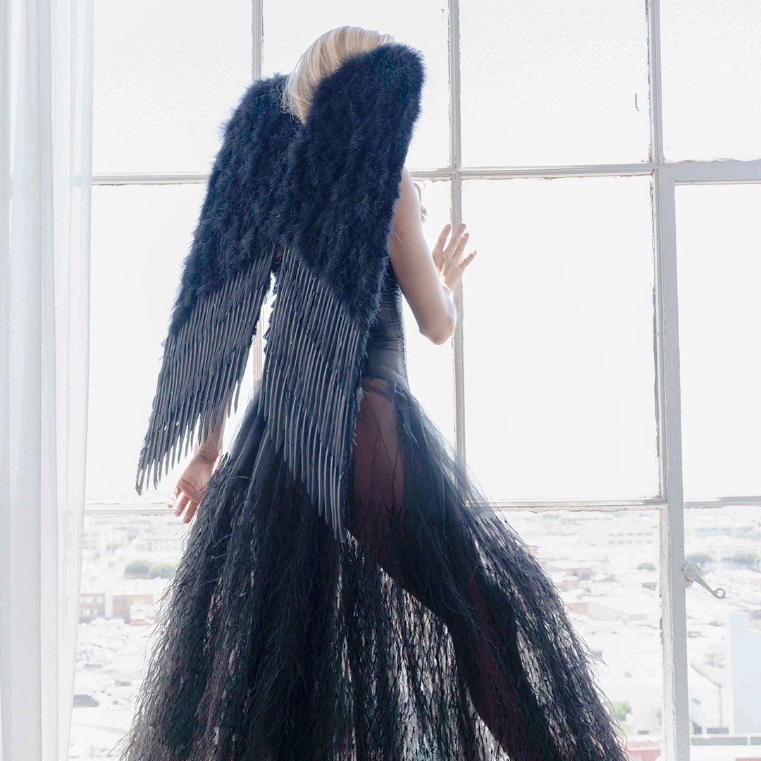 Large Angel Costume Wings-Black - Feathers