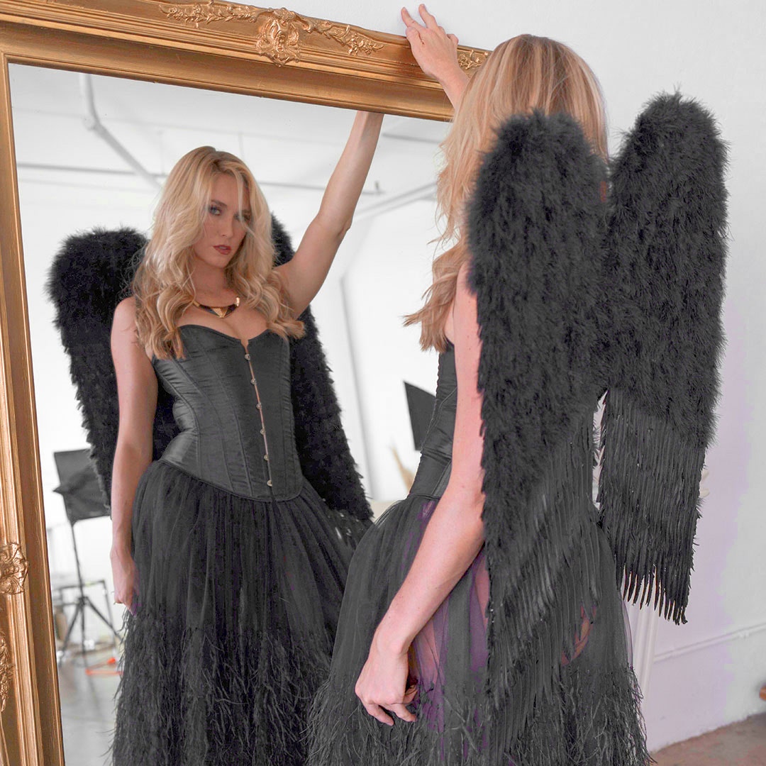 Large Angel Costume Wings-Black - Feathers