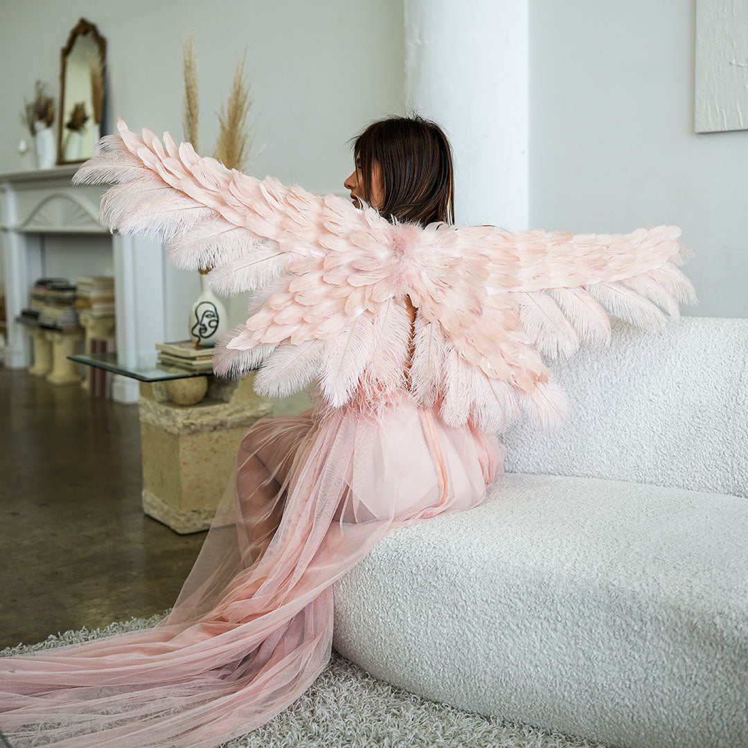 Large Angel Wings 64’’X 25’’ - Champagne - Feather Wings