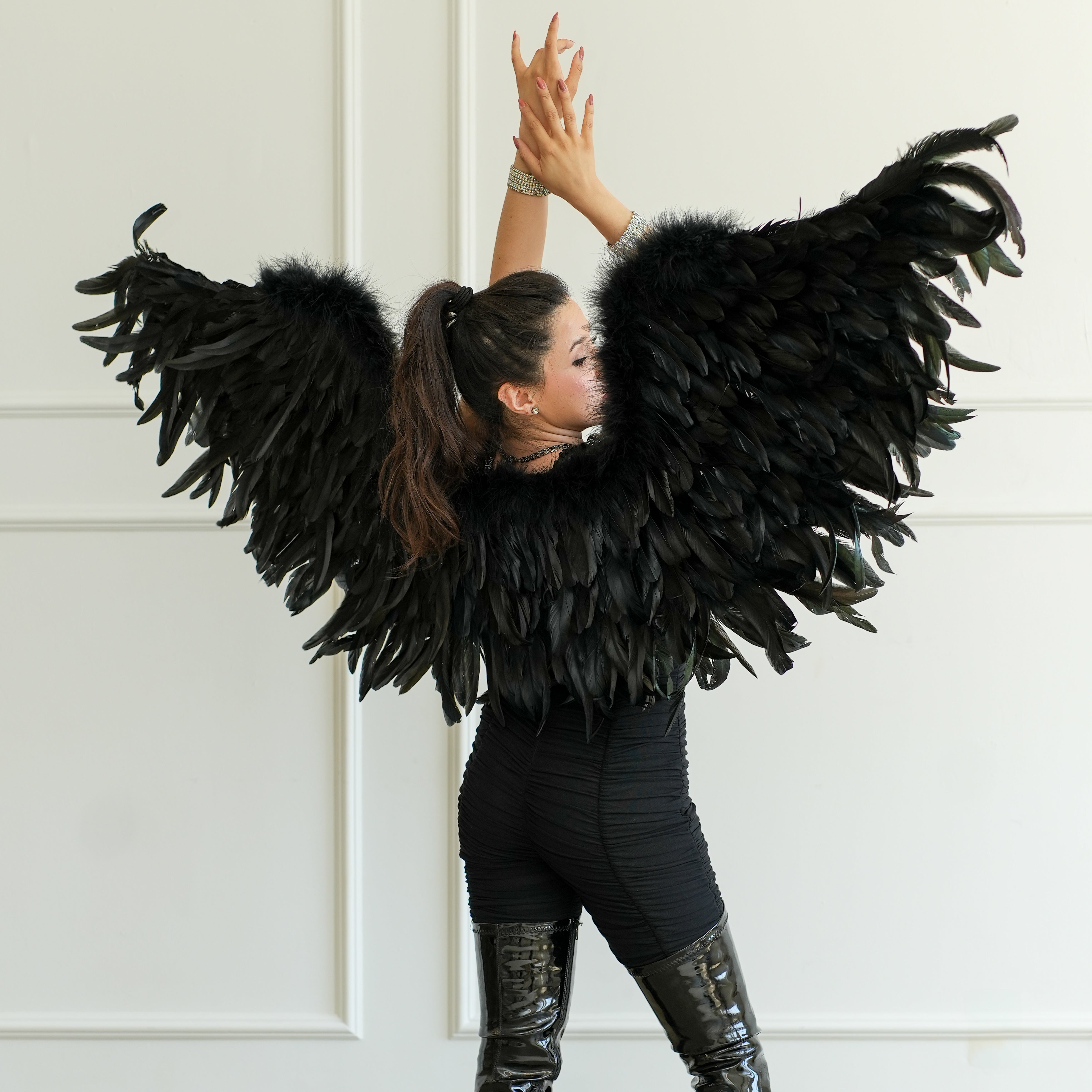 Large Black Fantasy Feather Angel Wings, Huge Deluxe Feathe