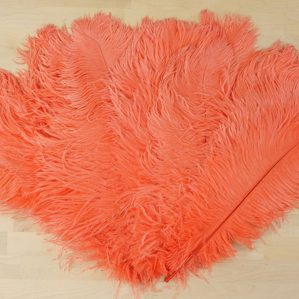 Large Ostrich Feathers - 17’’ + Drabs - Hot Orange - 12 pieces - Ostrich Feathers