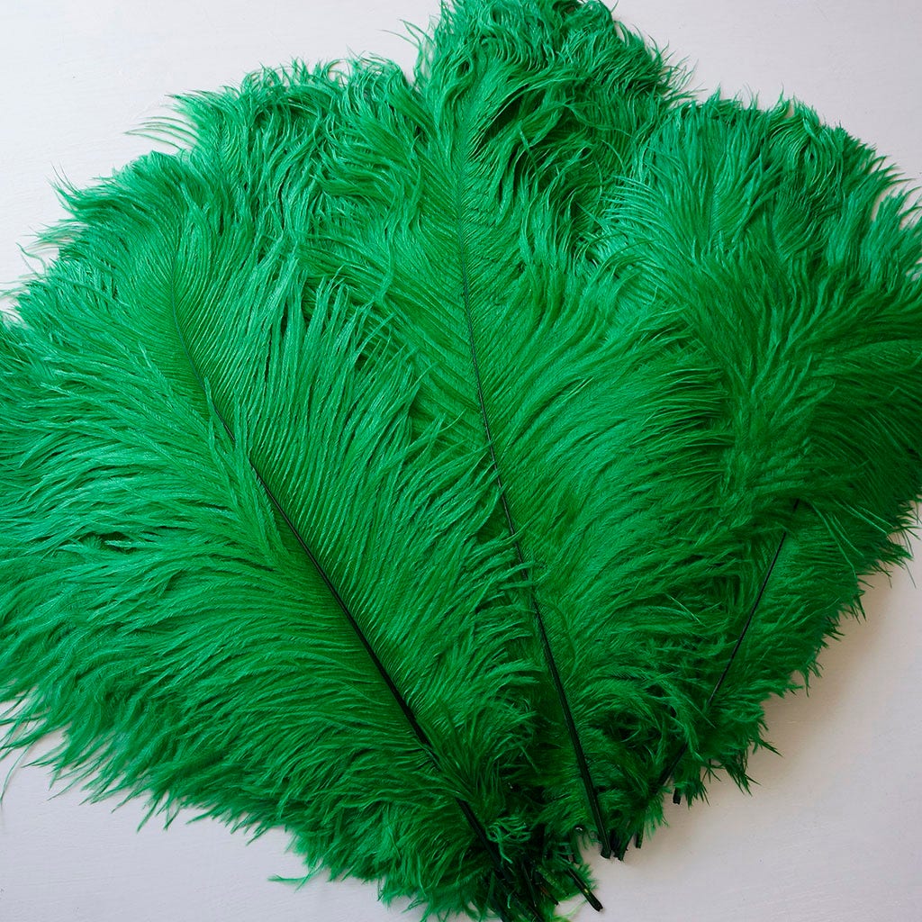 Large Ostrich Feathers - 17’’ + Drabs - Kelly - 12 pieces - Ostrich Feathers