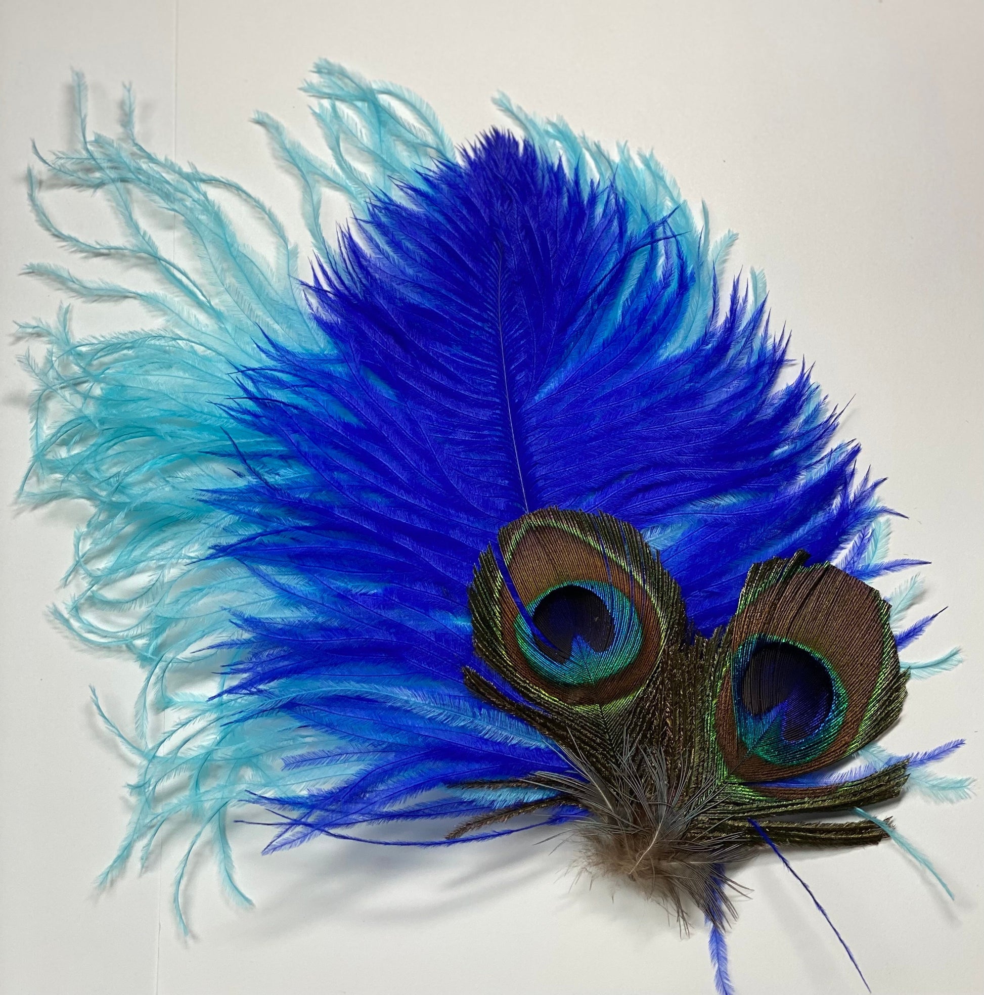 Large Peacock and Ostrich Feather Hair Clip - Feathers