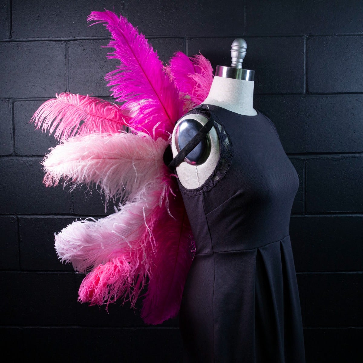 Large Upcycled Ostrich Feather Costume Wings - Flamingo - Feathers