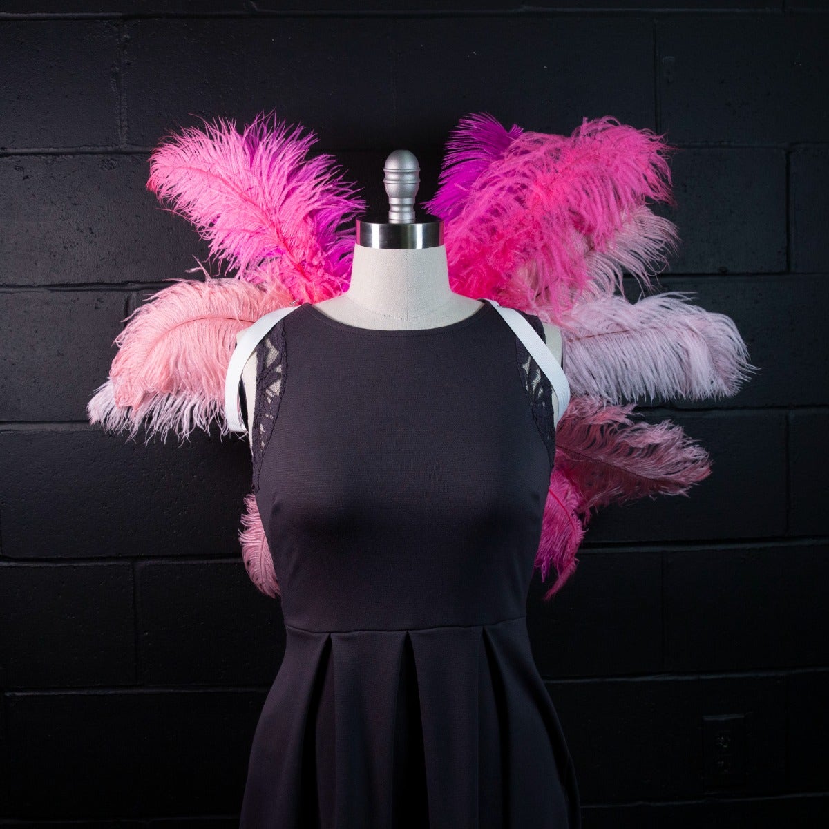 Large Upcycled Ostrich Feather Costume Wings - Flamingo - Feathers