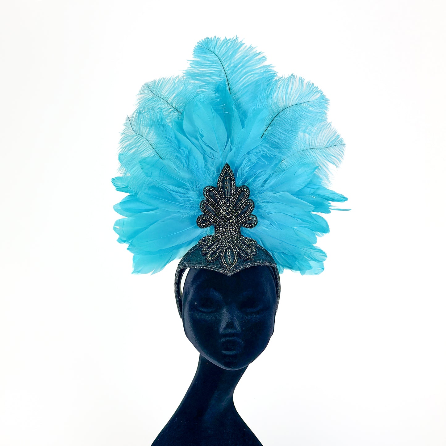 Ginger Light Turquoise Showgirl Feather Headpiece