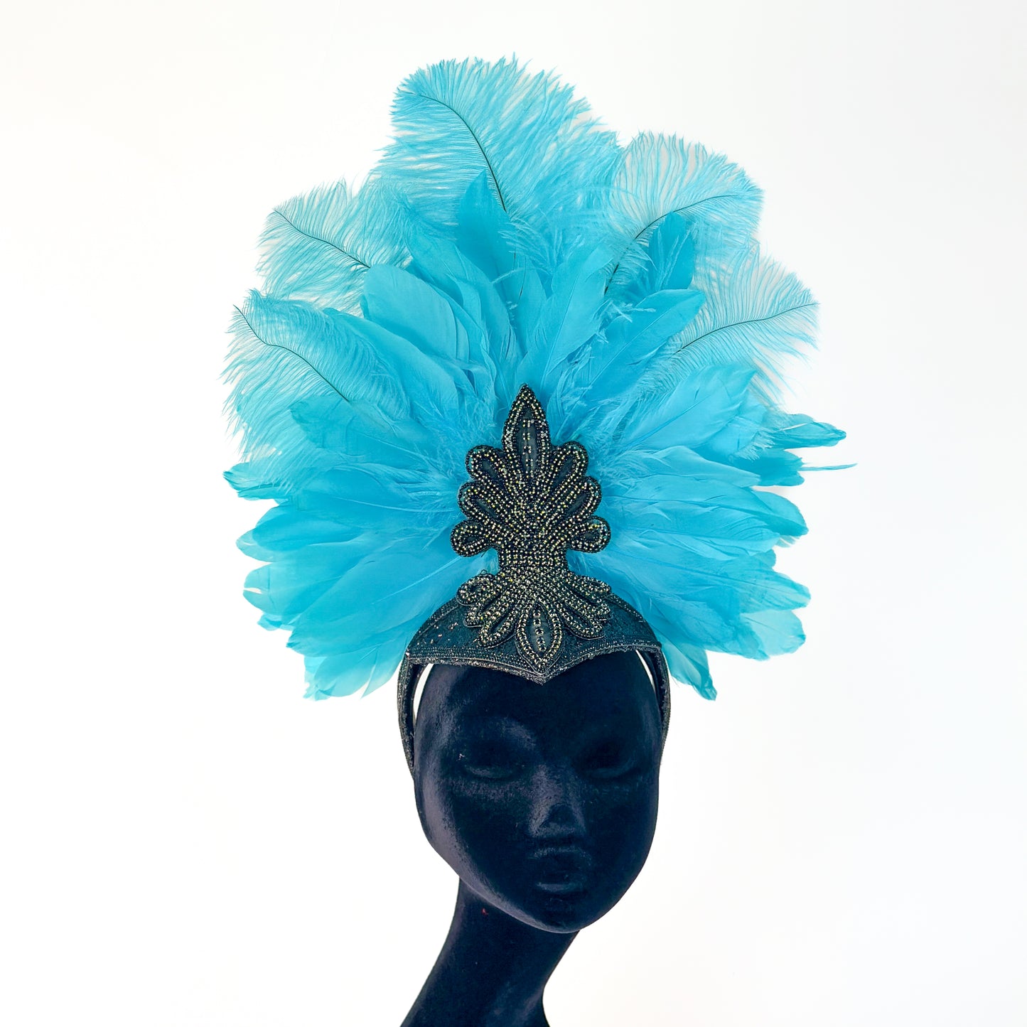 Ginger Light Turquoise Showgirl Feather Headpiece