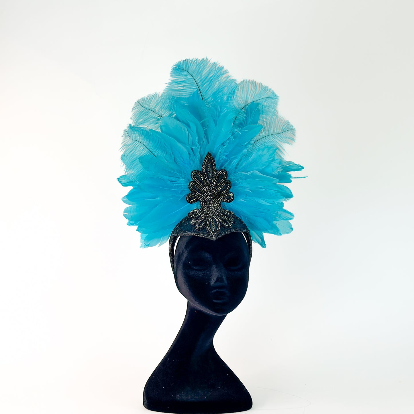 Ginger Light Turquoise Showgirl Feather Headpiece