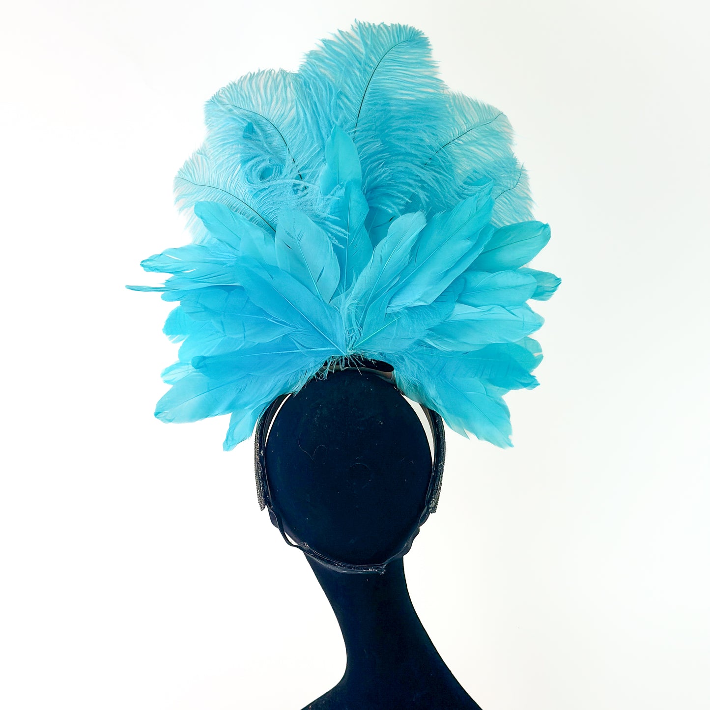 Ginger Light Turquoise Showgirl Feather Headpiece