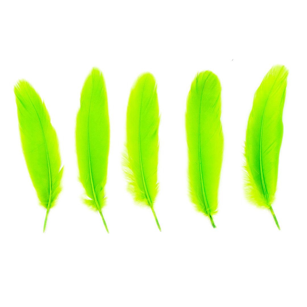 Goose Satinette Feathers Dyed - Lime - 1/4 lb