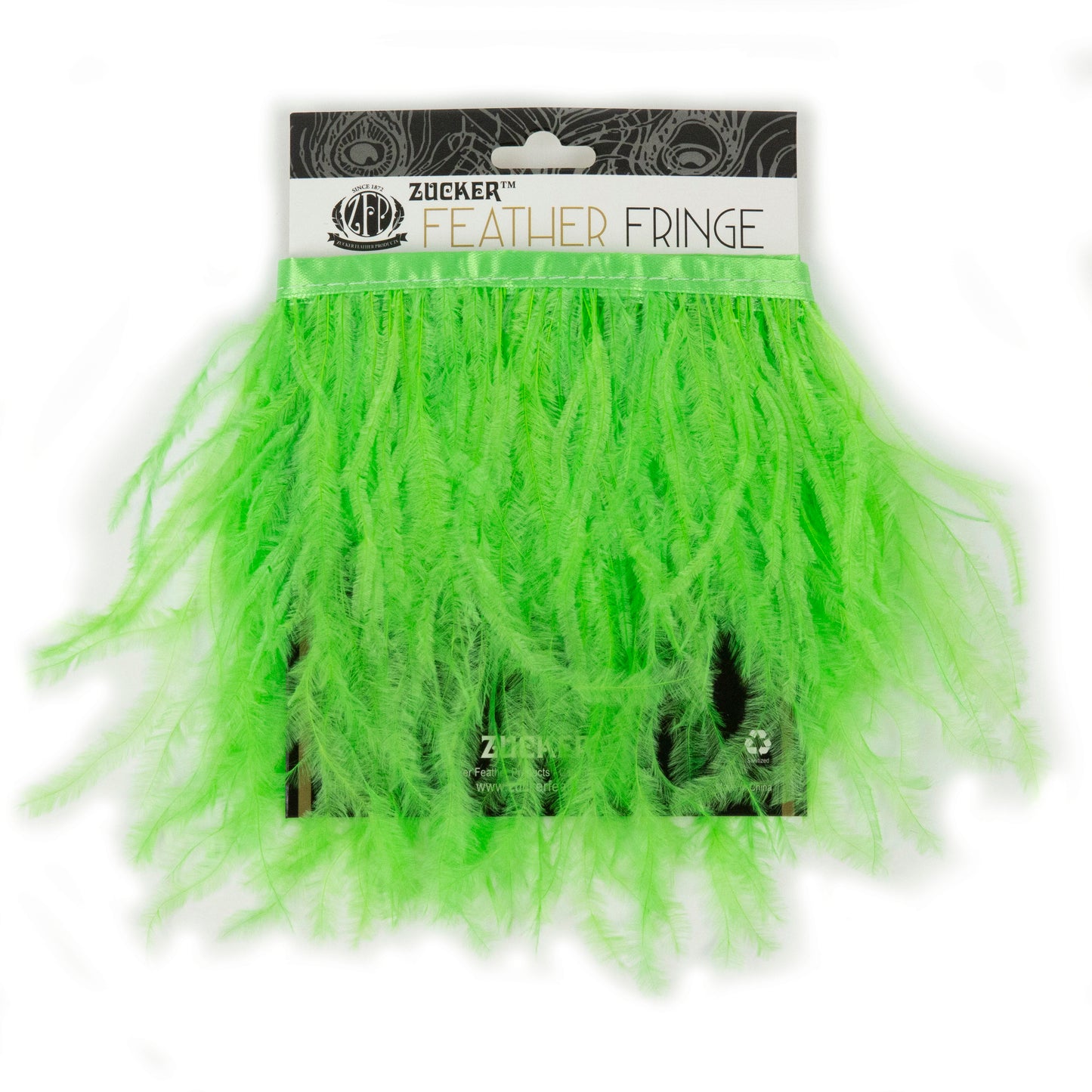 One-Ply Ostrich Feather Fringe - 1 Yard - Lime Green