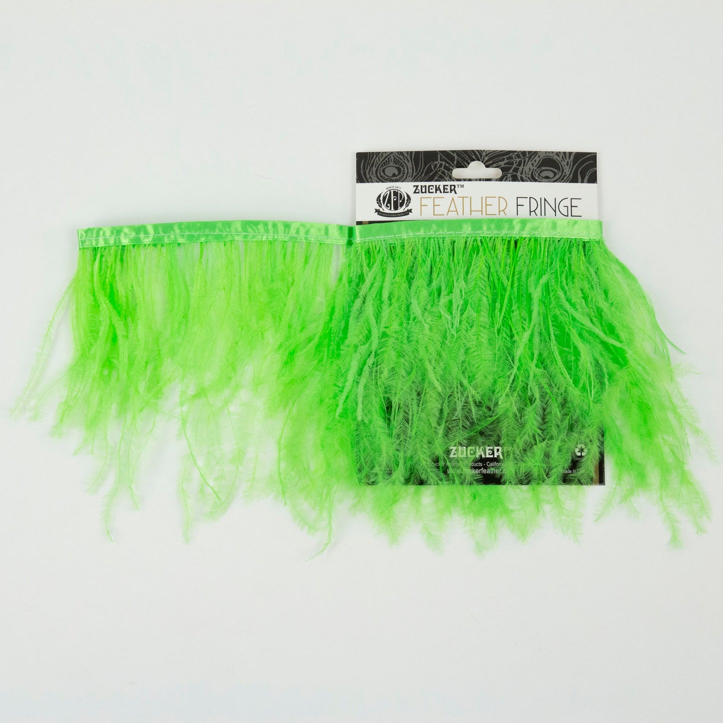 One-Ply Ostrich Feather Fringe - 1 Yard - Lime Green