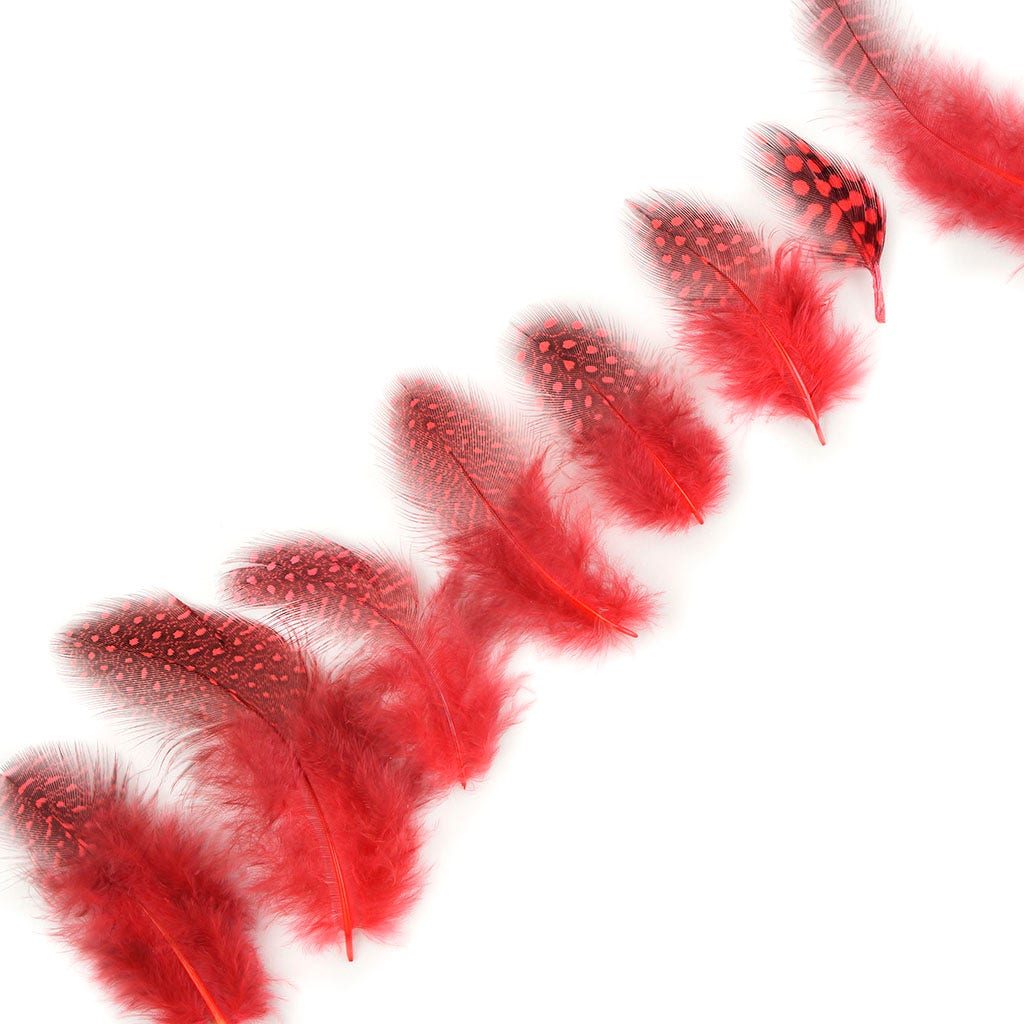 Loose Guinea Plumage Dyed - Hot Orange - 0.1 oz (approx. 50 pcs) - Feathers