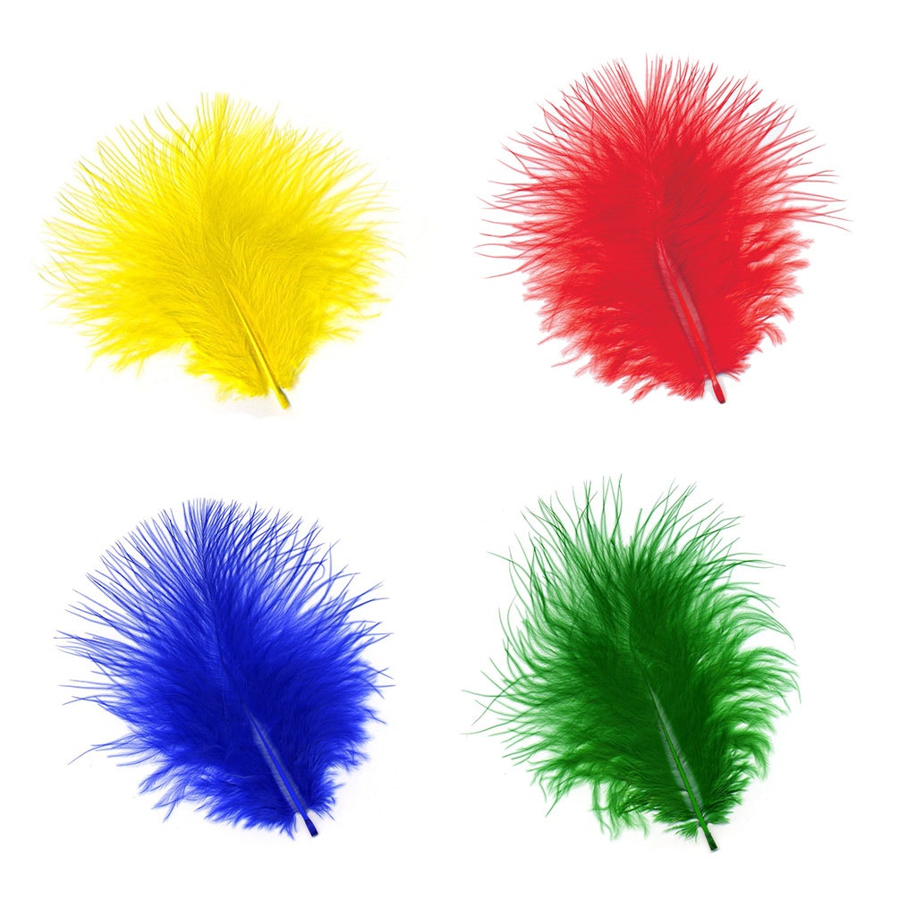 LOOSE MIXED DYED TURKEY MARABOU FEATHERS - VIBRANT - Feathers