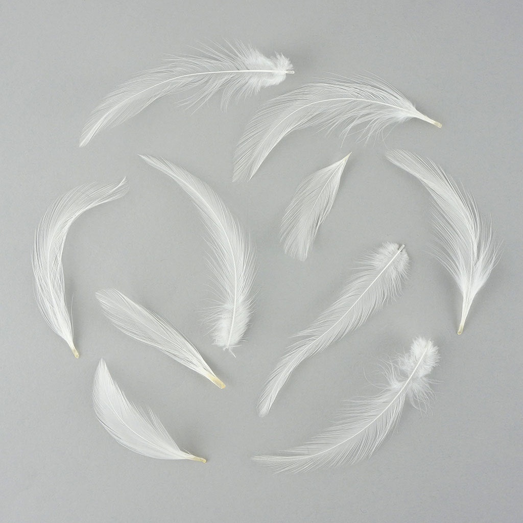 Loose Rooster Hackle Feather Dyed 1-3’’ - White - Feathers