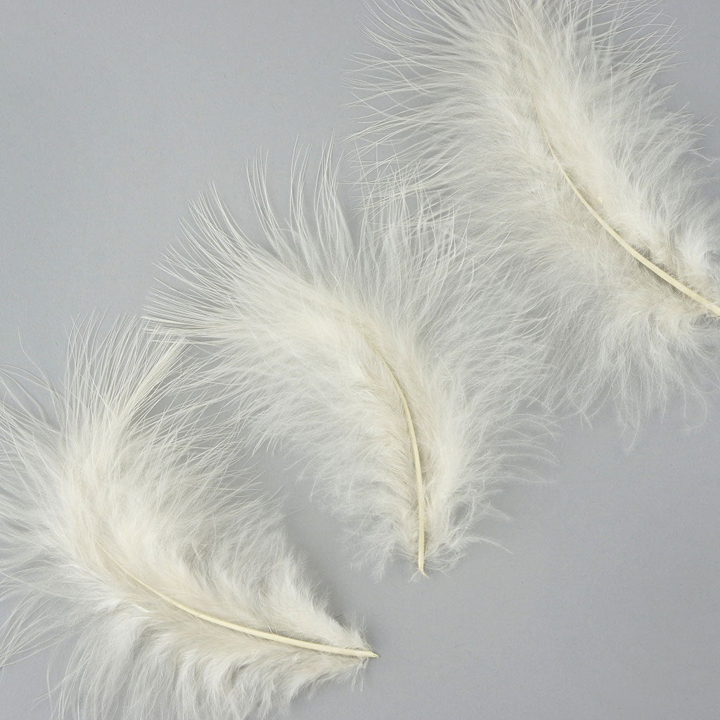 Loose Turkey Marabou Feathers 3-8’’ Dyed - Eggshell - 1 lb. bulk - Turkey Feathers