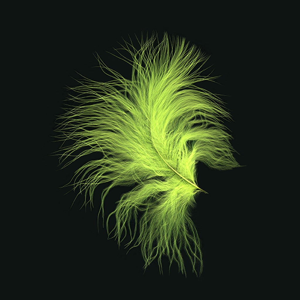 Loose Turkey Marabou Feathers 3-8’’ Dyed - Fluorescent chartreuse - 1/4 lb. bulk - Turkey Feathers