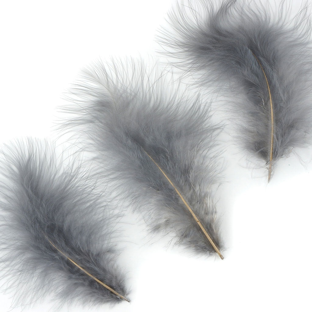 Loose Turkey Marabou Feathers 3-8’’ Dyed - Grey - 1/4 lb. bulk - Turkey Feathers