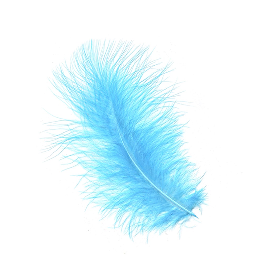 Loose Turkey Marabou Feathers 3-8’’ Dyed - Light Turquoise - 1/4 lb. bulk - Turkey Feathers