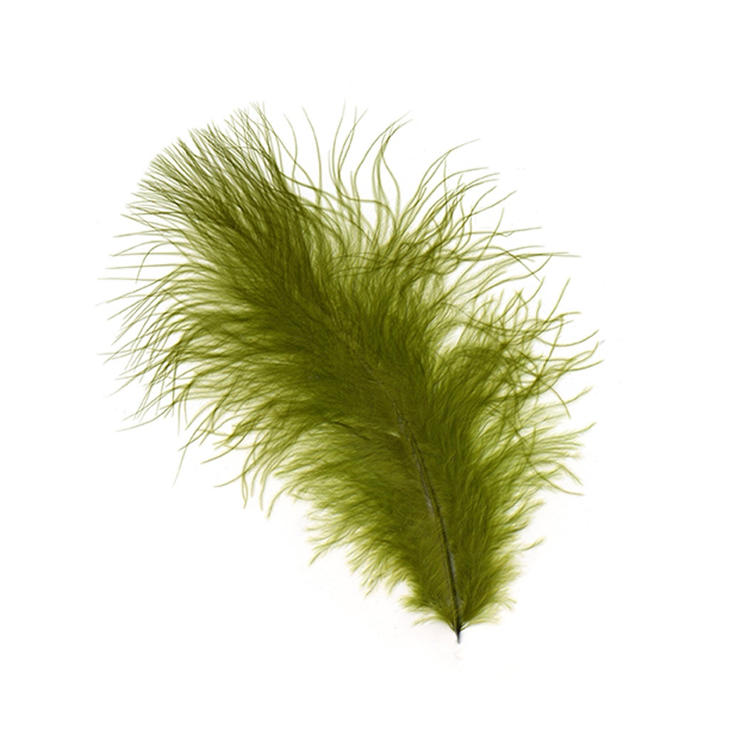 Loose Turkey Marabou Feathers 3-8’’ Dyed - Olive - 1/4 lb. bulk - Turkey Feathers