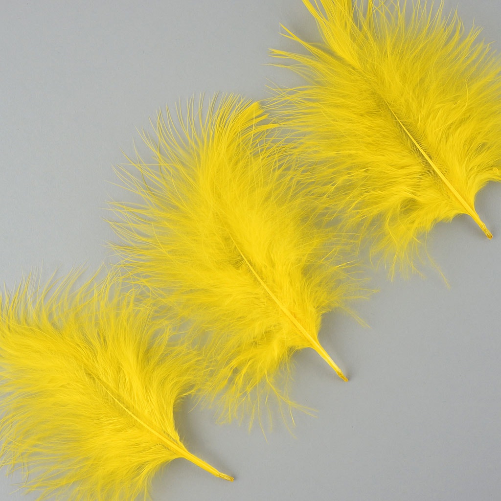 Loose Turkey Marabou Feathers 3-8’’ Dyed - Yellow - 1/4 lb. bulk - Turkey Feathers