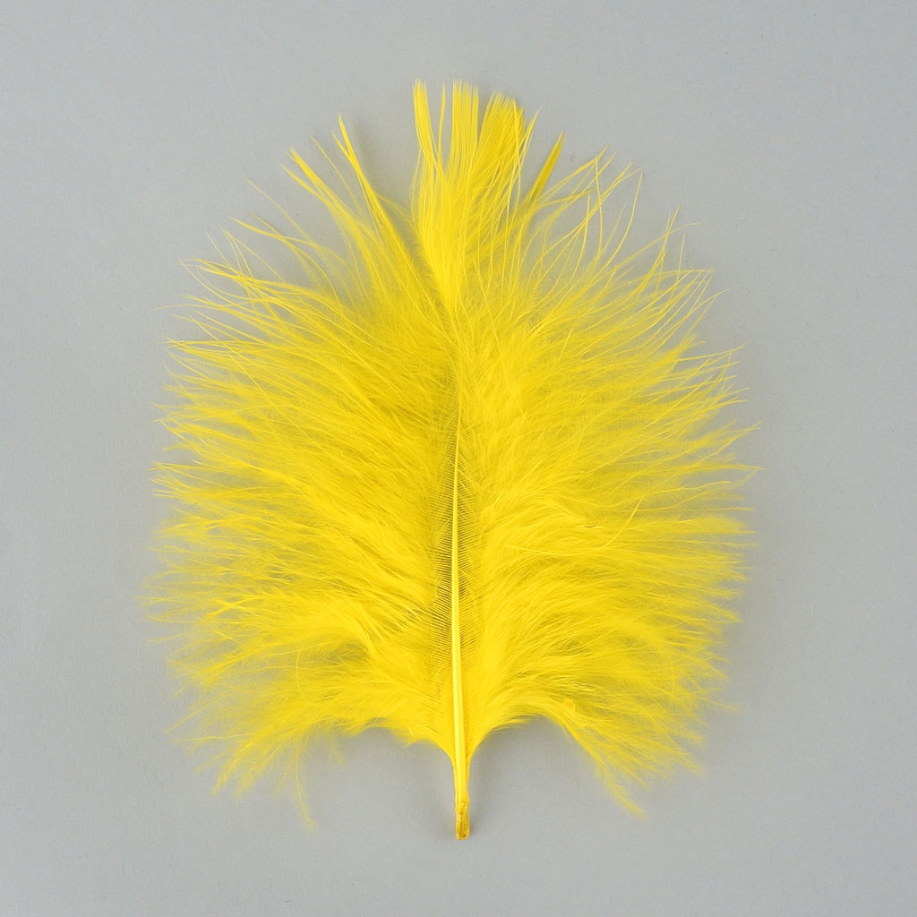 Loose Turkey Marabou Feathers 3-8’’ Dyed - Yellow -.25 oz - Turkey Feathers