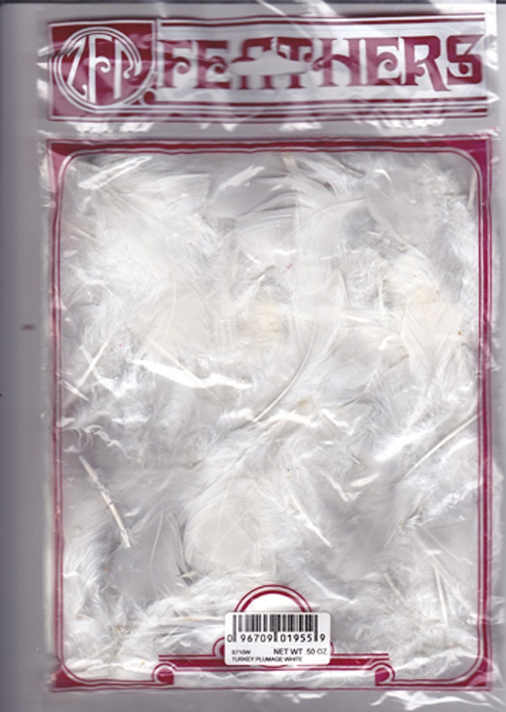 Loose Turkey Plumage Feathers - 0.5 oz - White - Feathers