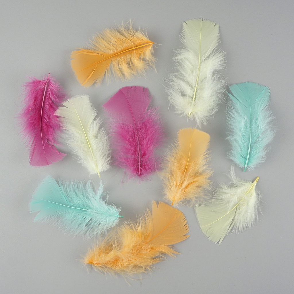 Loose Turkey Plumage Mix Dyed Feathers - Melon - Feathers