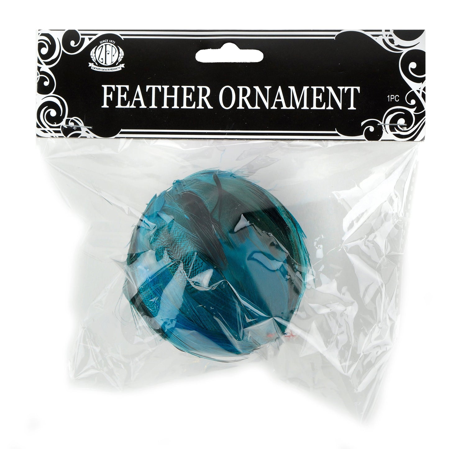 Mallard Duck Feather Ornament - Dyed 3’’ ball Dark Turquoise - Feathers