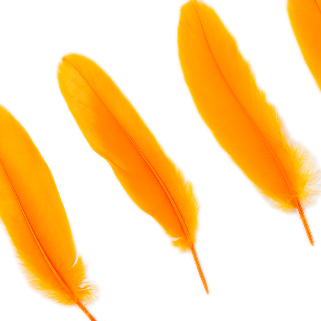 Goose Satinette Feathers Dyed - Mango - 1/4 lb