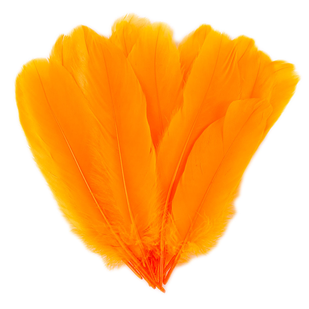 Goose Satinette Feathers Dyed - Mango - 1/4 lb