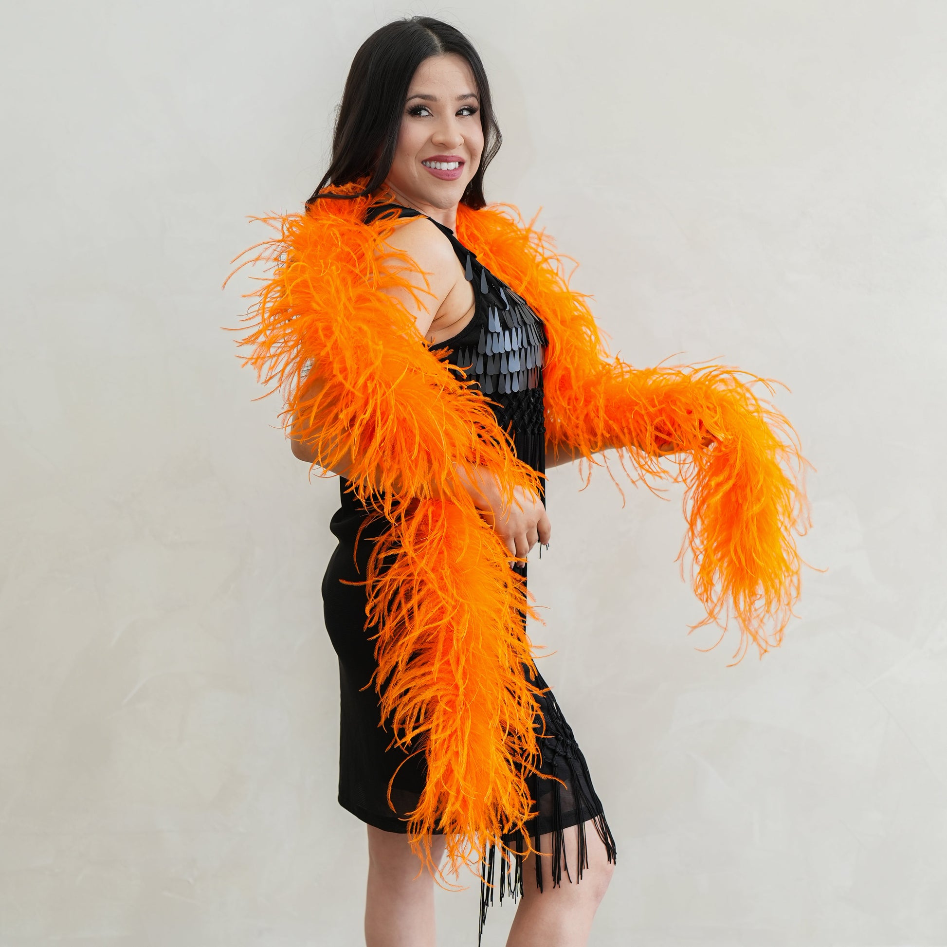 Mango Orange 2 Ply Ostrich Feather Boa - Ostrich Boa